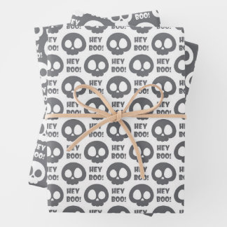 Halloween Skulls Wrapping Paper Flat Sheet Set 3 Geschenkpapier Set