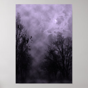 Halloween Sky mit Ravens Lila Mist Poster