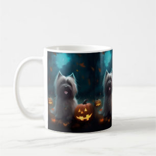 Halloween Skye Terrier mit Kürbissen Gruselig  Kaffeetasse