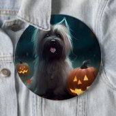 Halloween Skye Terrier mit Pumpkins Beängstigend Button (Beispiel)
