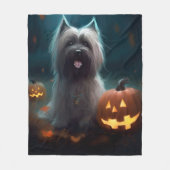 Halloween Skye Terrier mit Pumpkins Beängstigend Fleecedecke (Vorderseite)