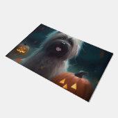 Halloween Skye Terrier mit Pumpkins Beängstigend Fußmatte (Schrägansicht)
