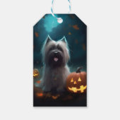 Halloween Skye Terrier mit Pumpkins Beängstigend Geschenkanhänger (Vorderseite)
