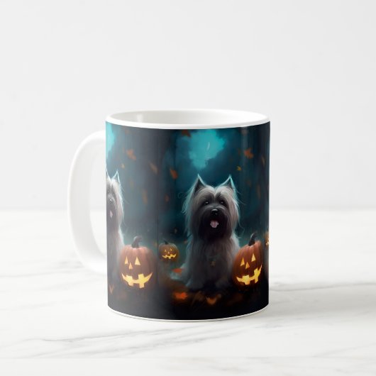 Halloween Skye Terrier mit Pumpkins Beängstigend Kaffeetasse (Vorderseite Links)