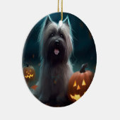 Halloween Skye Terrier mit Pumpkins Beängstigend Keramik Ornament (Rechts)