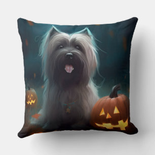 Halloween Skye Terrier mit Pumpkins Beängstigend Kissen