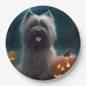 Halloween Skye Terrier mit Pumpkins Beängstigend Pappteller (Vorderseite)
