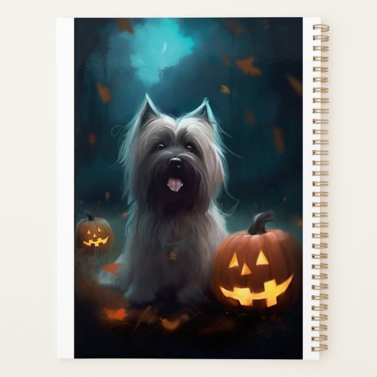 Halloween Skye Terrier mit Pumpkins Beängstigend Planer (Rückseite)
