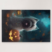 Halloween Skye Terrier mit Pumpkins Beängstigend Puzzle (Horizontal)