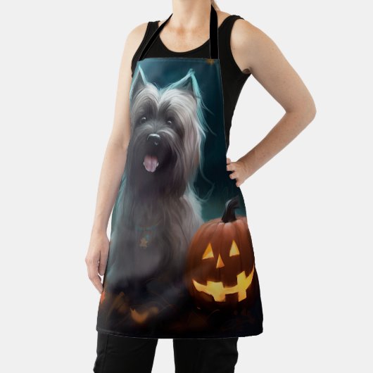 Halloween Skye Terrier mit Pumpkins Beängstigend Schürze (InSitu)