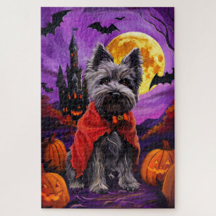 Halloween Skye Terrier Vampire Pumpkins Beängstige Puzzle