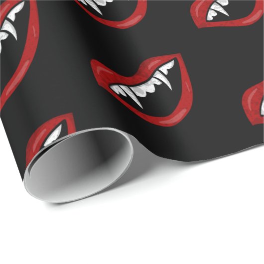 Halloween Slay mit mir Vampire Fangs Spooky Geschenkpapier (Rolleneckpunkt)