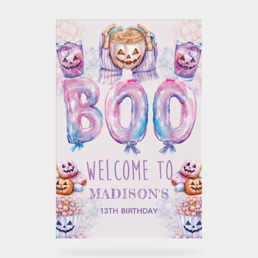 Halloween Sleepover Custom Welcome Sign Acrylschild (Vorderseite)