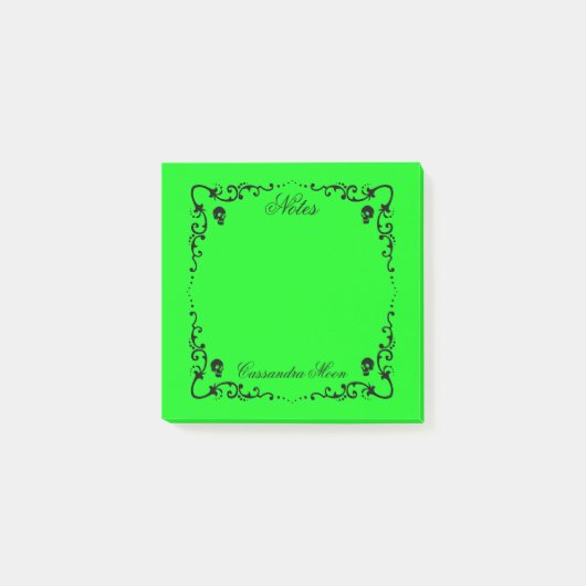 Halloween Slime Green & Black Magic Border Post-it Klebezettel (Vorderseite)