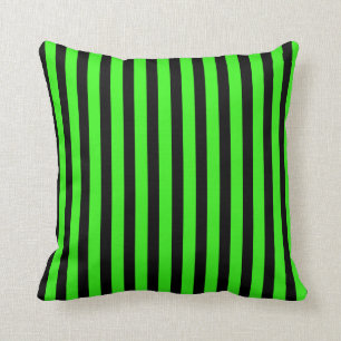 Halloween Slime Green & Black Strips Kissen