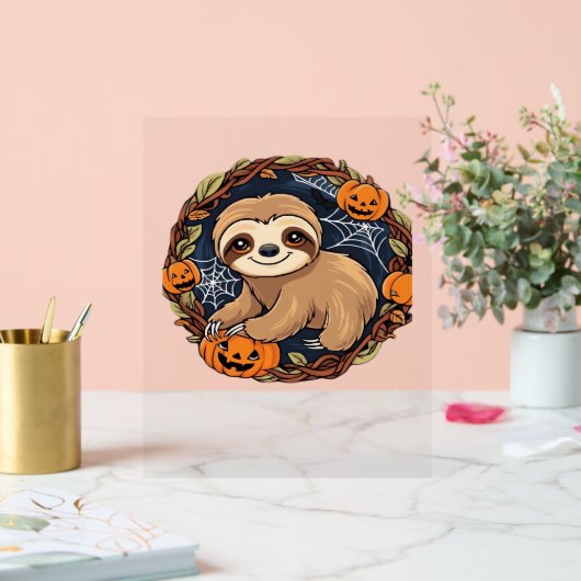 Halloween, Sloth, 31. Oktober, Erntedank Class Acrylschild (Hochzeit)