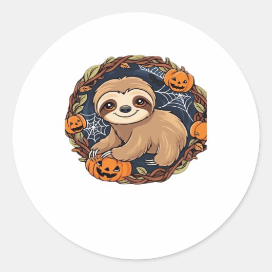 Halloween, Sloth, 31. Oktober, Erntedank Class Runder Aufkleber (Vorderseite)