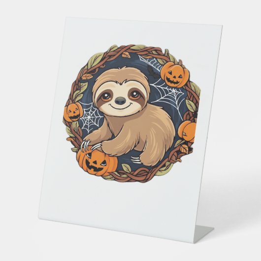 Halloween, Sloth, 31. Oktober, Erntedank Class Sockelschild (Vorderseite)