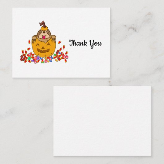 Halloween Sloth Danke, Karten (Vorne/Hinten)