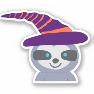 Halloween Sloth in Hexenhut Aufkleber