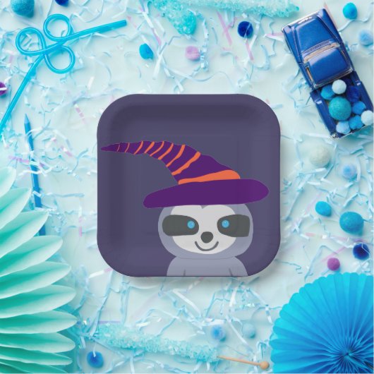 Halloween Sloth in Hexenhut Pappteller (Party)