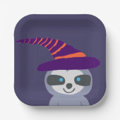 Halloween Sloth in Hexenhut Pappteller (Vorderseite)