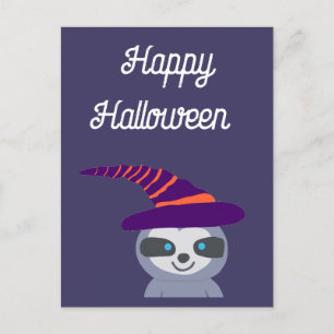 Halloween Sloth in Hexenhut Postkarte