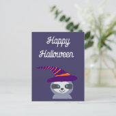 Halloween Sloth in Hexenhut Postkarte (Stehend Vorderseite)