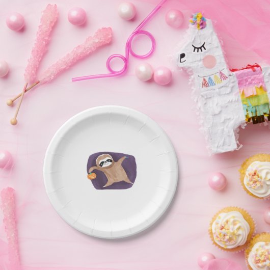 Halloween Sloth mit Pumpkin Classic T - Shirt Pappteller (Party)