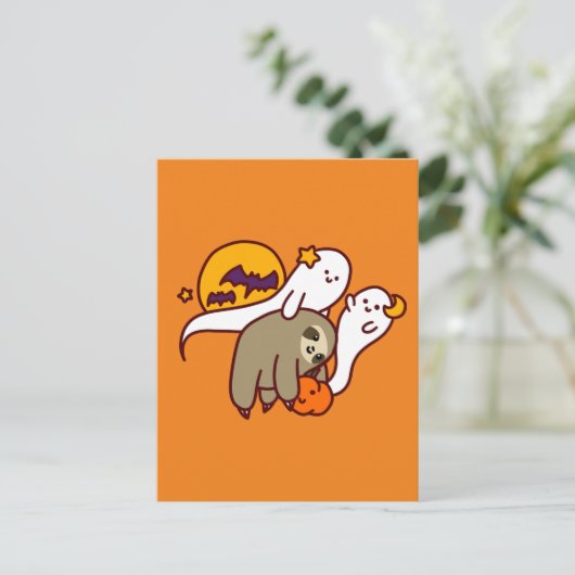 Halloween Sloth Postkarte (Stehend Vorderseite)