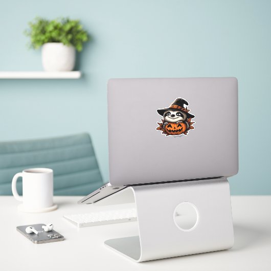 Halloween Sloth Pumpkin Festivity Classic T - Shir Aufkleber (Laptop auf Schreibtisch)