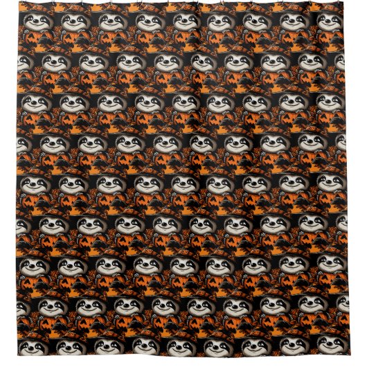 Halloween Sloth Pumpkin Festivity Duschvorhang (Vorderseite)
