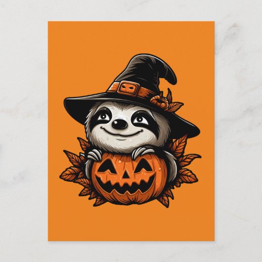 Halloween Sloth Pumpkin Festivity Postkarte (Vorderseite)