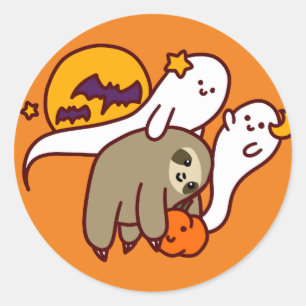 Halloween Sloth Runder Aufkleber