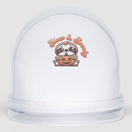 Halloween Sloth Slow and Spooky Cute Sloth Pumpkin Schneekugeln (Vorderseite)