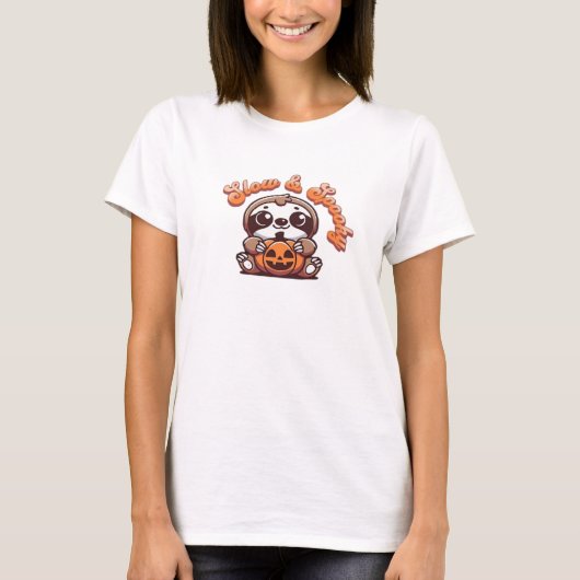 Halloween Sloth Slow and Spooky Cute Sloth Pumpkin T-Shirt (Vorderseite)