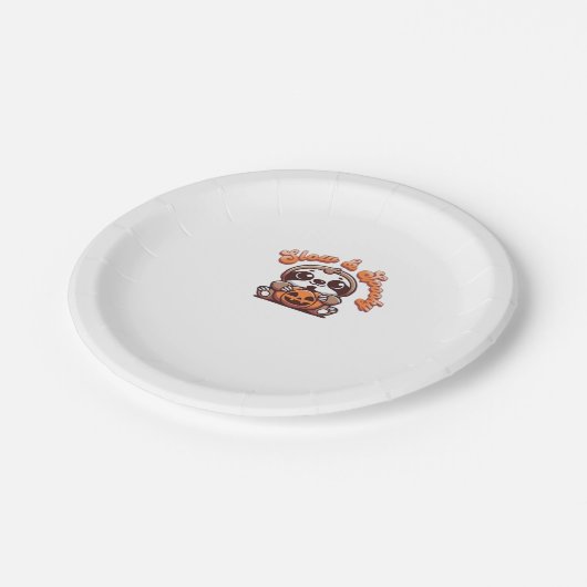 Halloween Sloth Slow und Spooky Niedlichen Sloth P Pappteller (Schrägansicht)