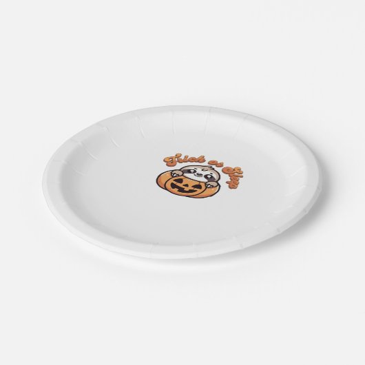 Halloween Sloth Trick oder Sleep Niedlich Sloth Pu Pappteller (Schrägansicht)