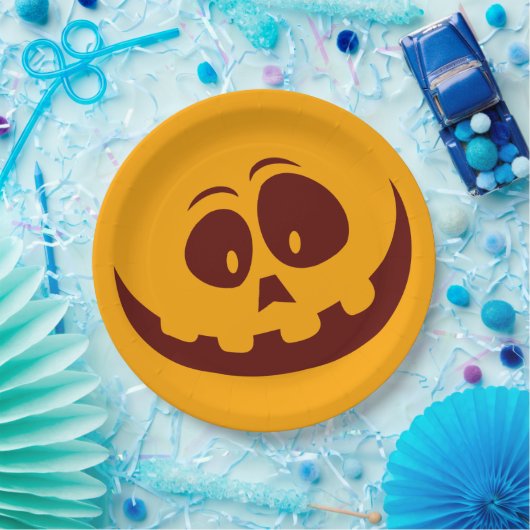 Halloween Smiley Orange und Brown Pappteller (Party)