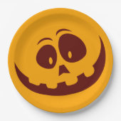 Halloween Smiley Orange und Brown Pappteller (Vorderseite)