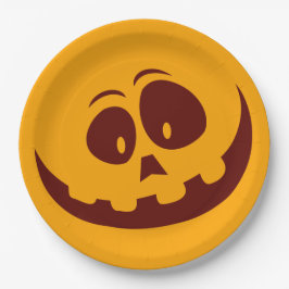 Halloween Smiley Orange und Brown Pappteller