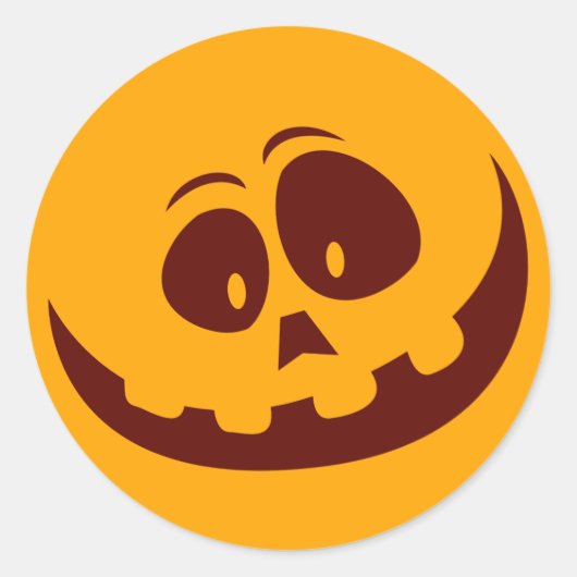 Halloween Smiley Orange und Brown Runder Aufkleber (Vorderseite)