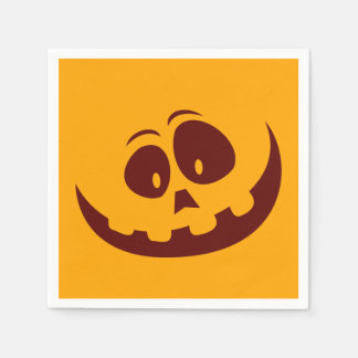 Halloween Smiley Orange und Brown Serviette