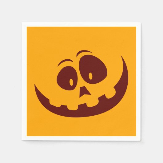 Halloween Smiley Orange und Brown Serviette (Vorderseite)
