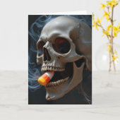 Halloween Smoking Skull Biting Candy Corn Karte (Gelbe Blume)