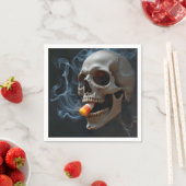 Halloween Smoking Skull Biting Candy Corn Serviette (Beispiel)