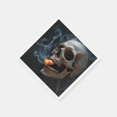Halloween Smoking Skull Biting Candy Corn Serviette (Ecke)