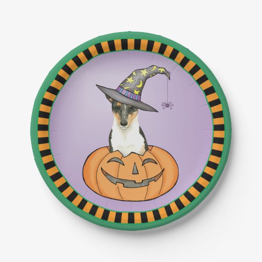 Halloween Smooth Collie Pappteller (Vorderseite)