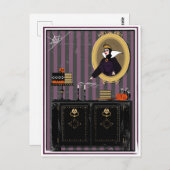 Halloween Snow Weiße Hexe und Kuchen Postkarte (Vorne/Hinten)