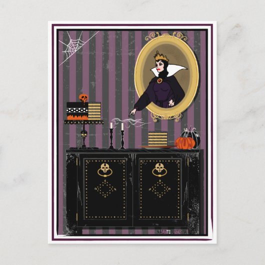 Halloween Snow Weiße Hexe und Kuchen Postkarte (Vorderseite)